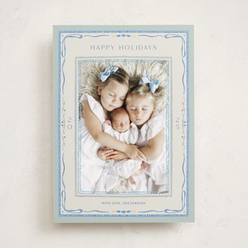 This is a wintermint new year photo cards with standard by Lucrecia Caporale called delicate botanical frame printing on recycled smooth signature in standard
