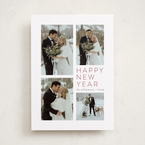 This is a berry new year photo cards with standard by Jen Tips called all aglow printing on recycled smooth signature in standard
