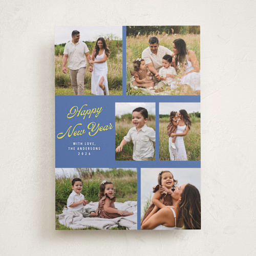 This is a blue jay new year photo cards with standard by Cass Loh called playful pop printing on recycled smooth signature in standard