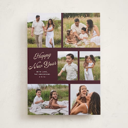 This is a mulberry new year photo cards with standard by Cass Loh called playful pop printing on recycled smooth signature in standard