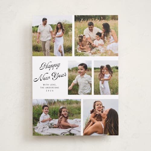 This is a coal new year photo cards with standard by Cass Loh called playful pop printing on recycled smooth signature in standard