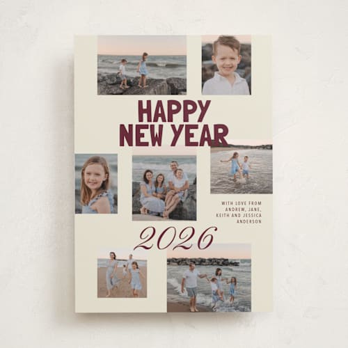 This is a velvet toast new year photo cards with standard by Cass Loh called mixtype collage printing on recycled smooth signature in standard