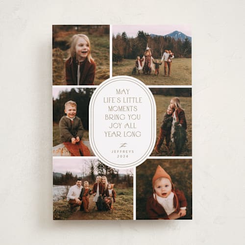 This is a pinecone new year photo cards with standard by Jennifer Postorino called little moments printing on recycled smooth signature in standard
