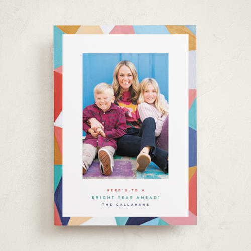 This is a tangerine new year photo cards with standard by Hooray Creative called bright border printing on recycled smooth signature in standard