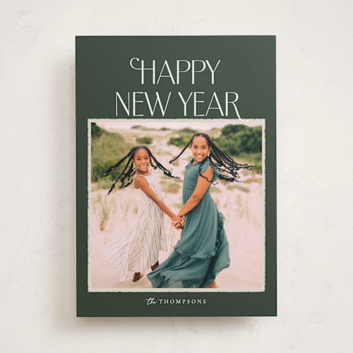 This is a forest new year photo cards with standard by Robert and Stella called frances printing on recycled smooth signature in standard