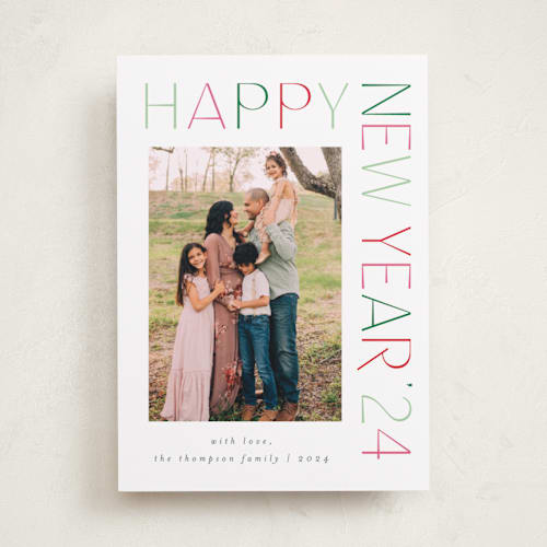 This is a gum drops new year photo cards with standard by AK Graphics called candy frame printing on recycled smooth signature in standard