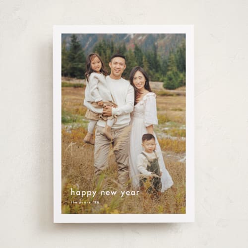 This is a cotton new year photo cards with standard by Stacey Meacham called minimalist border printing on recycled smooth signature in standard