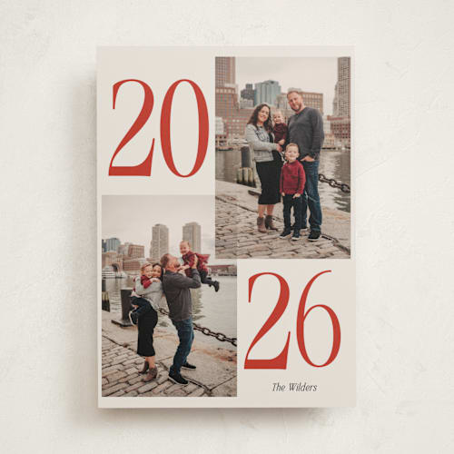 This is a sleigh new year photo cards with standard by Morgan Kendall called balanced printing on recycled smooth signature in standard