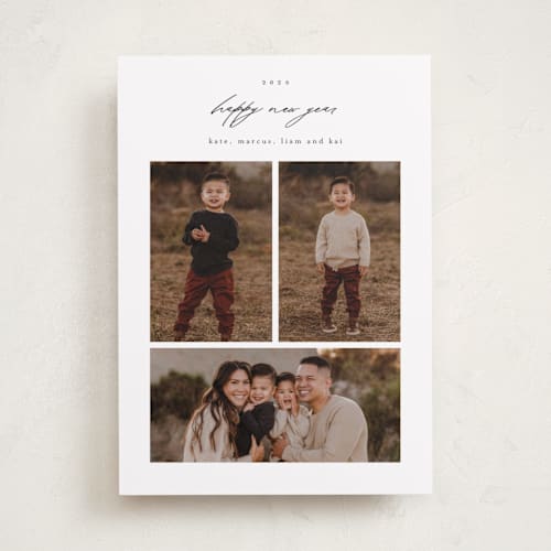 This is a cloud new year photo cards with standard by Ashlee Townsend called simple three printing on recycled smooth signature in standard