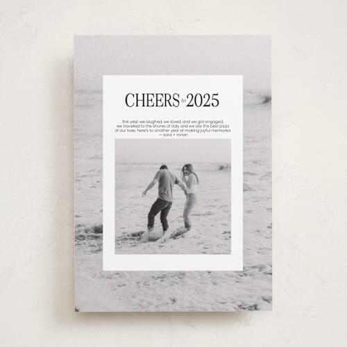 This is a saffron new year photo cards with standard by Bramble Studio called off the press printing on recycled smooth signature in standard