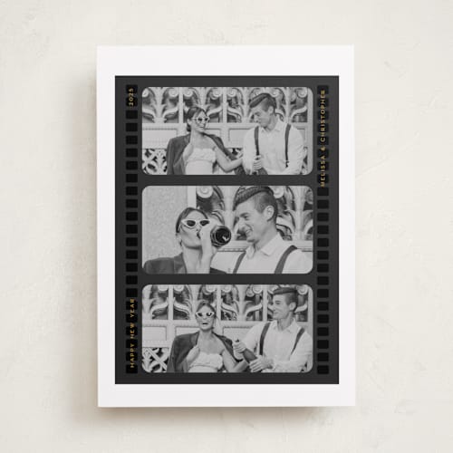 This is a noir new year photo cards with standard by Christie Garcia called vintage film printing on recycled smooth signature in standard