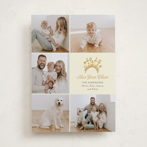 This is a golden new year photo cards with standard by Erika Firm called new year headband printing on recycled smooth signature in standard