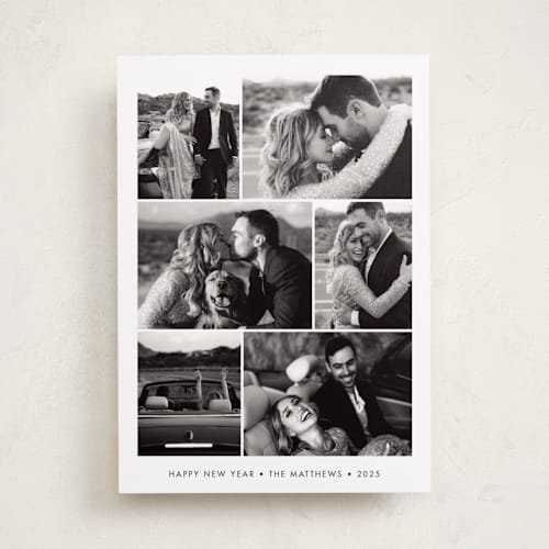 This is a cotton new year photo cards with standard by Stacey Meacham called minimal collage printing on recycled smooth signature in standard