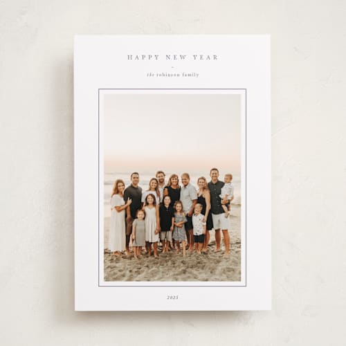 This is a lavender new year photo cards with standard by Blustery August called family portrait printing on recycled smooth signature in standard