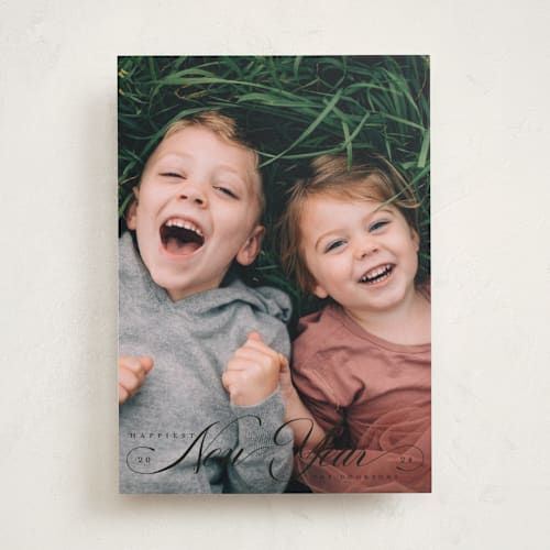 This is a ebony new year photo cards with standard by Charter Oaks Creative called serenity printing on recycled smooth signature in standard