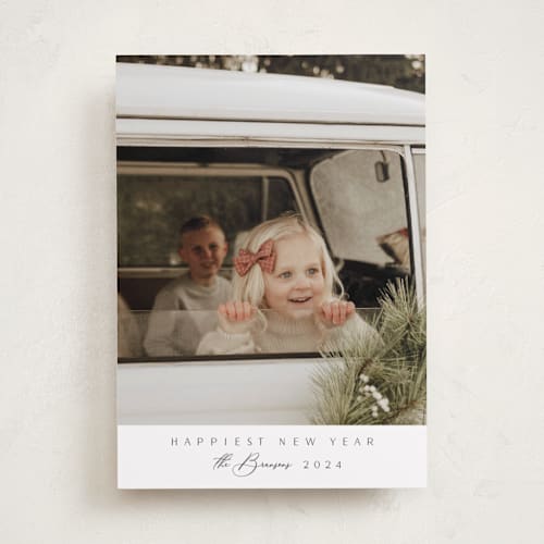 This is a cloud new year photo cards with standard by Nicole Walsh called minimal edge printing on recycled smooth signature in standard