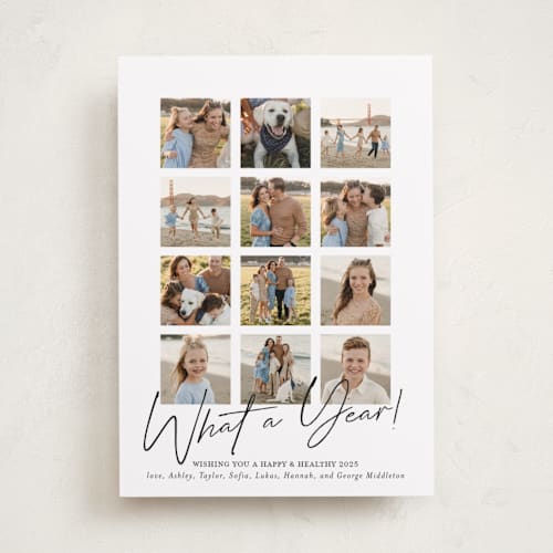 This is a noir new year photo cards with standard by Erika Firm called what a twelve months (year!) printing on recycled smooth signature in standard