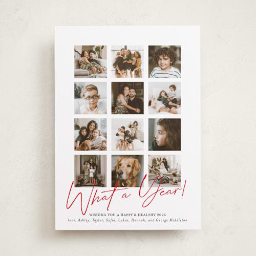 This is a holly berry new year photo cards with standard by Erika Firm called what a twelve months (year!) printing on recycled smooth signature in standard