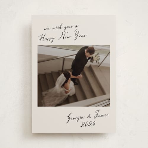 This is a sandstone new year photo cards with standard by Nicole Walsh called new year note printing on recycled smooth signature in standard