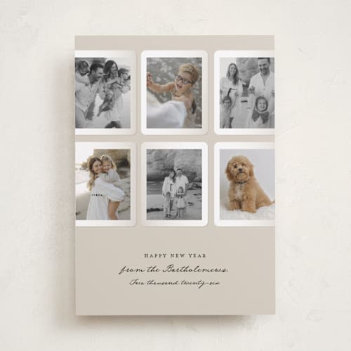 This is a vanilla spice new year photo cards with standard by Corinne Malesic called vintage ephemera printing on recycled smooth signature in standard