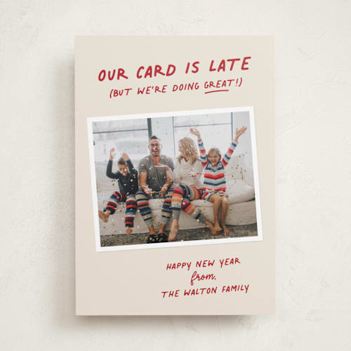 This is a berry new year photo cards with standard by Louise Kay called late but great printing on recycled smooth signature in standard