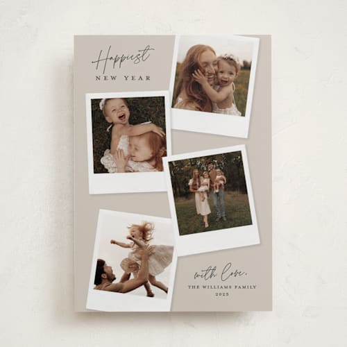 This is a dune new year photo cards with standard by Kerry Doyle called instant elegance printing on recycled smooth signature in standard