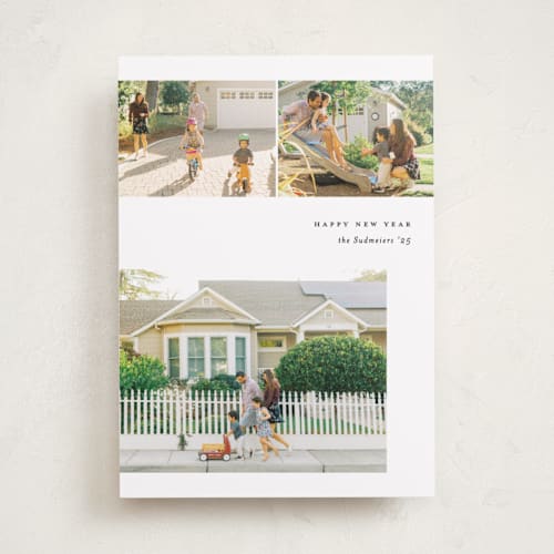 This is a cotton new year photo cards with standard by Carolyn Nicks called enlighten printing on recycled smooth signature in standard