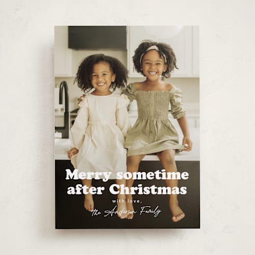 This is a snowflake new year photo cards with standard by Hudson meet Rose called sometime printing on recycled smooth signature in standard