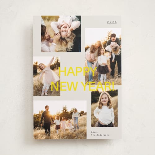 This is a lemon new year photo cards with standard by Cass Loh called joyful moments printing on recycled smooth signature in standard