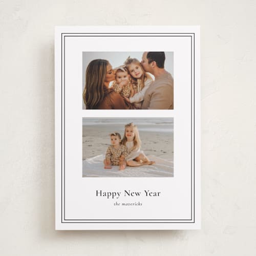 This is a snow new year photo cards with standard by Angela Garrick called simply put printing on recycled smooth signature in standard