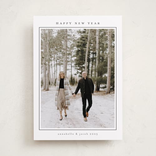 This is a snow holiday photo cards with standard by Nicole Walsh called minimalist frame printing on recycled smooth signature in standard