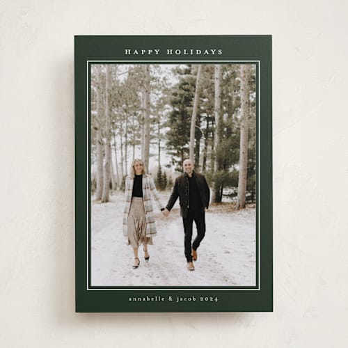 This is a evergreen holiday photo cards with standard by Nicole Walsh called minimalist frame printing on recycled smooth signature in standard