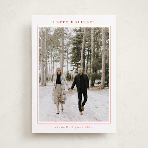 This is a stocking holiday photo cards with standard by Nicole Walsh called minimalist frame printing on recycled smooth signature in standard