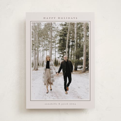 This is a stone holiday photo cards with standard by Nicole Walsh called minimalist frame printing on recycled smooth signature in standard