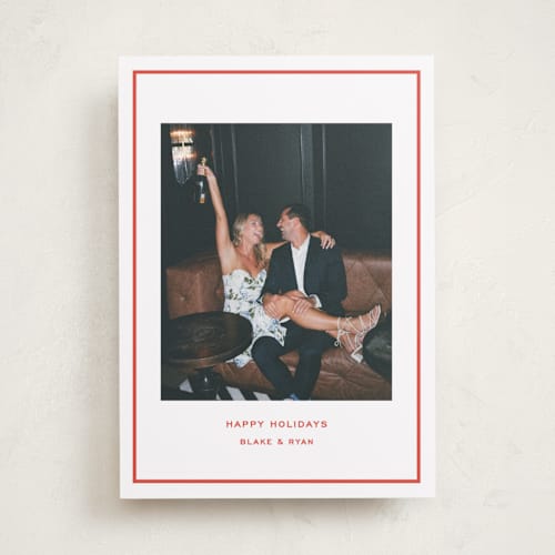 This is a candy cane holiday photo cards with standard by Megan Davis called bowery printing on recycled smooth signature in standard