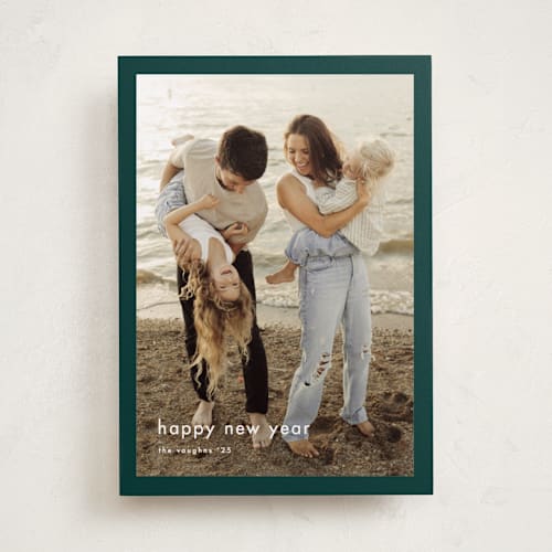 This is a pine holiday photo cards with standard by Stacey Meacham called minimalist border printing on recycled smooth signature in standard