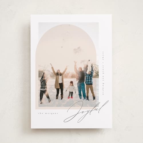 This is a vanilla holiday photo cards with standard by Kristie Kern called the glow printing on recycled smooth signature in standard