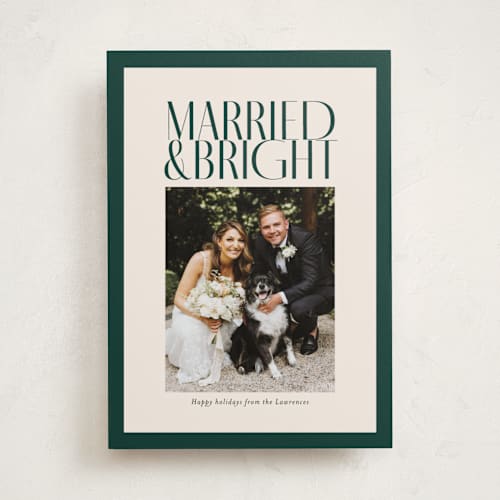 This is a spruce holiday photo cards with standard by Ekko Studio called married & bright printing on recycled smooth signature in standard