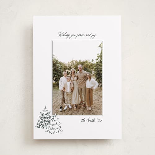 This is a forest holiday photo cards with standard by Michelle Harrick called minimal tree farm printing on recycled smooth signature in standard