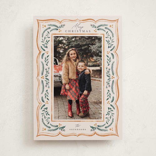 This is a corn holiday photo cards with standard by Chris Griffith called scalloped edge holiday printing on recycled smooth signature in standard