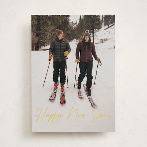 This is a butter holiday photo cards with standard by MC Designs called adorn printing on recycled smooth signature in standard