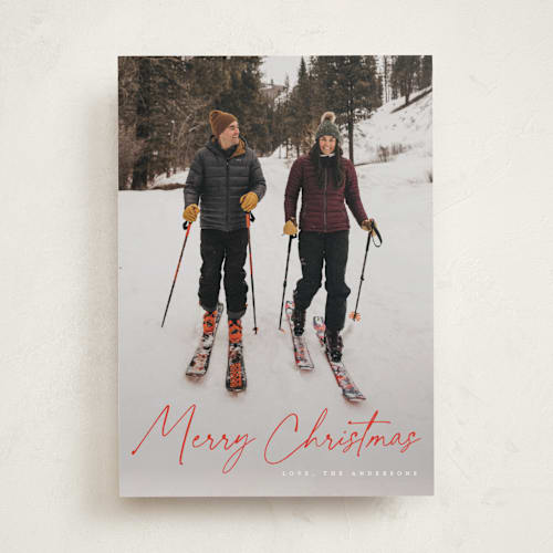 This is a berry holiday photo cards with standard by MC Designs called adorn printing on recycled smooth signature in standard