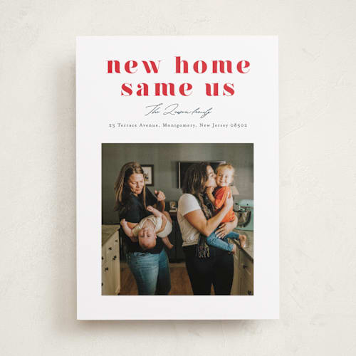 This is a candy cane holiday photo cards with standard by Mansi Verma called new home same us printing on recycled smooth signature in standard