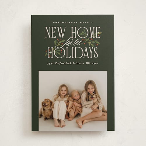 This is a evergreen holiday photo cards with standard by Erin L. Wilson called hearth garland printing on recycled smooth signature in standard