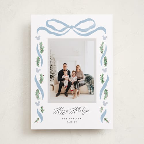 This is a iceberg holiday photo cards with standard by Pixel and Hank called disney's mickey bough border printing on recycled smooth signature in standard