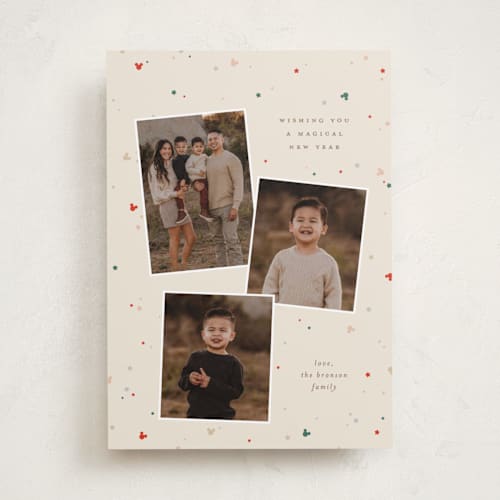 This is a sugar cookie holiday photo cards with standard by Ellen Schlegelmilch called disney's mickey tri confetti printing on recycled smooth signature in standard