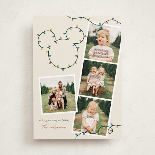 This is a gumdrop holiday photo cards with standard by Sarah Hawkins Designs called disney's mickey glowing lights printing on recycled smooth signature in standard