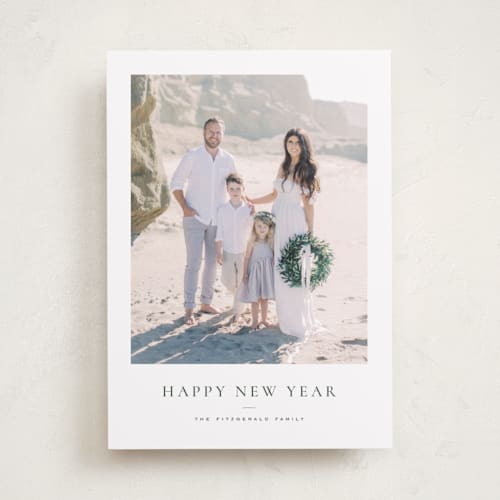 This is a pine holiday photo cards with standard by Wildfield Paper Co called daisies printing on recycled smooth signature in standard