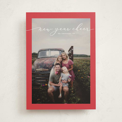 This is a snowball holiday photo cards with standard by Erica Krystek called happy script printing on recycled smooth signature in standard