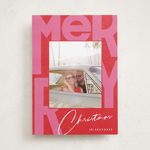 This is a candy cane holiday photo cards with standard by Carrie ONeal called merri berri printing on recycled smooth signature in standard